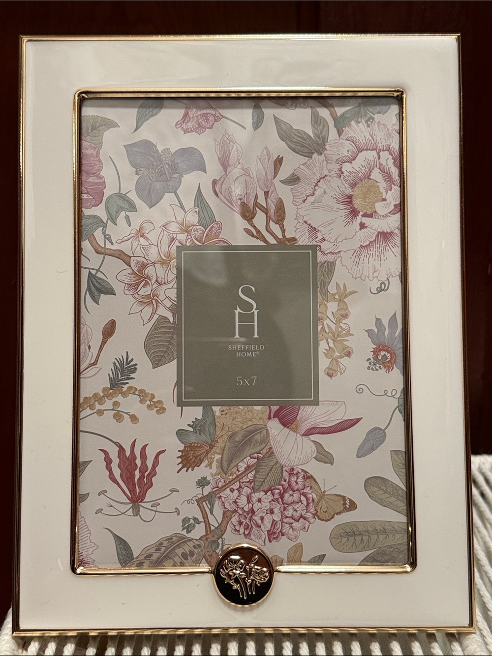 Sheffield Home White Picture Frame with Gold Trim 5x7